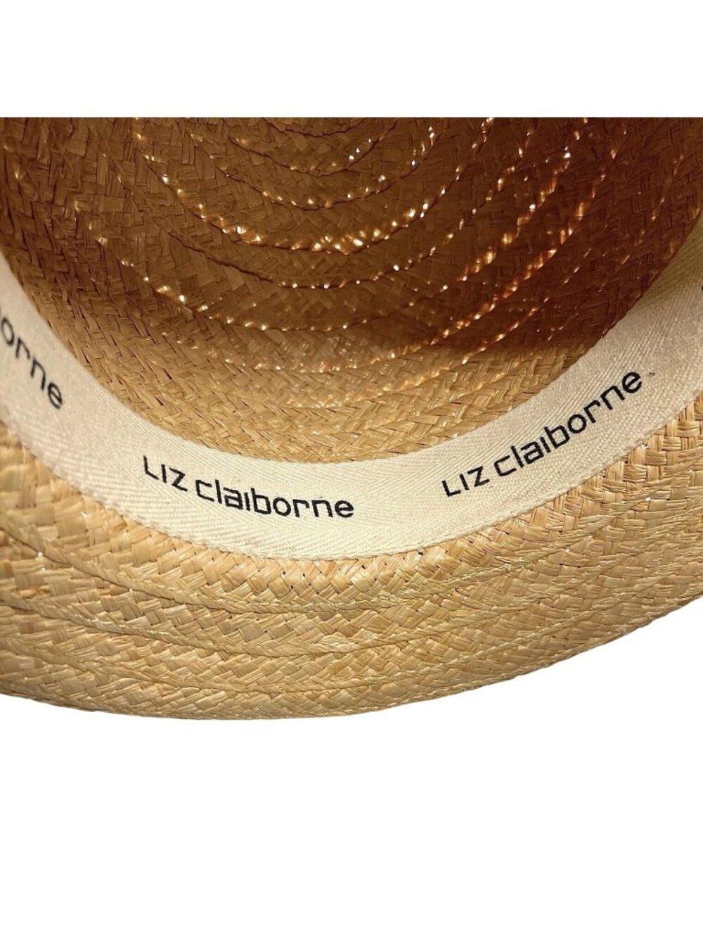 Liz Claiborne Boater Sun Straw Hat Minimalist Coastal Cottagecore Gardening - Picture 6 of 7